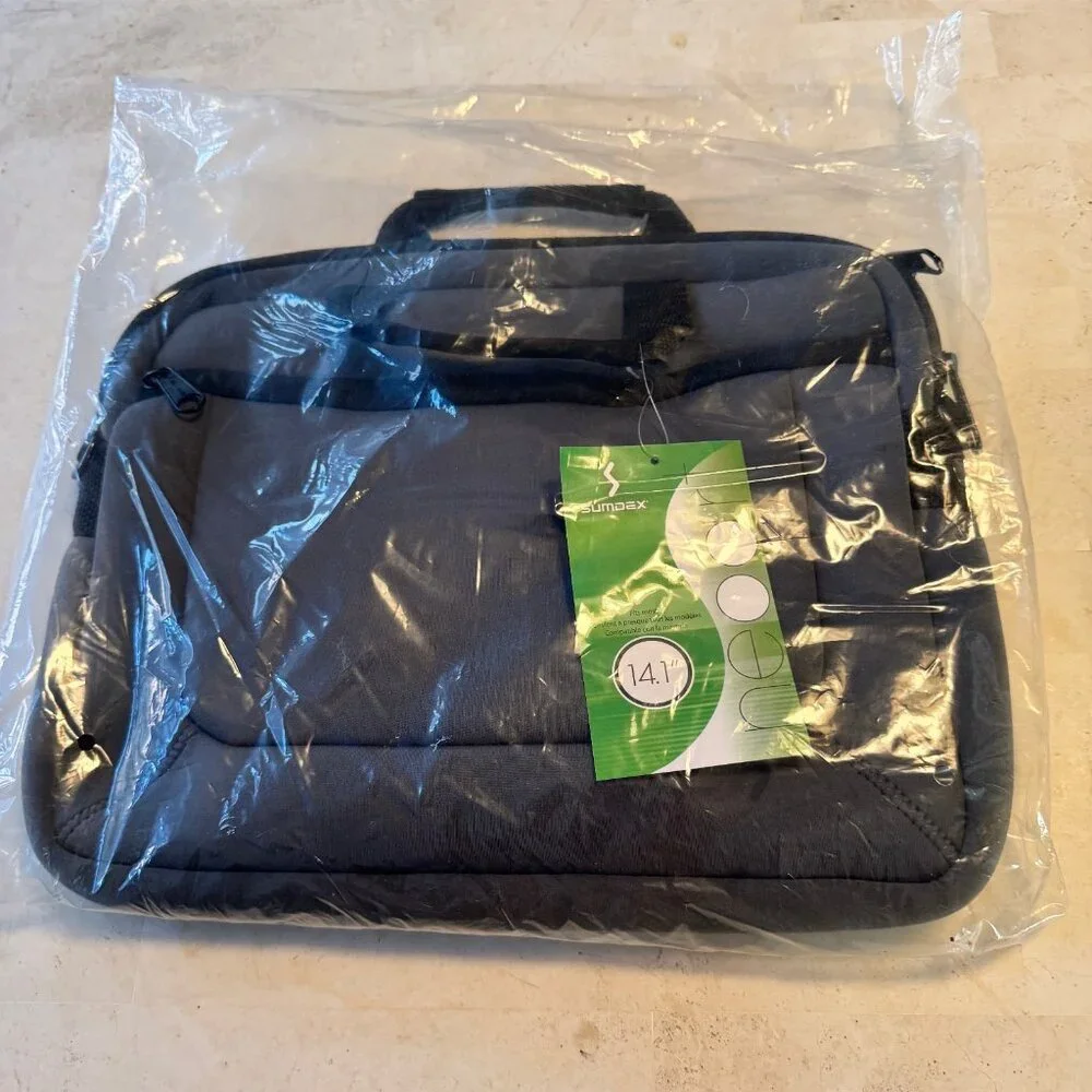 SUMDEX NeoArt Laptop Shoulder Bag Neoprene Slim Brief Gray fits 14.1 laptop NEW